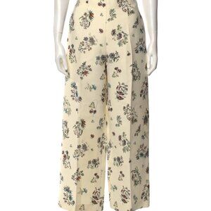 ADAM LIPPES Floral Print Wide Leg Pants Size Small - Ivory Multi
